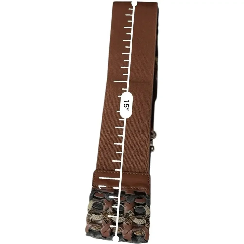 Brown Woven Stretch  Fashion Statement Belt Sz M/L